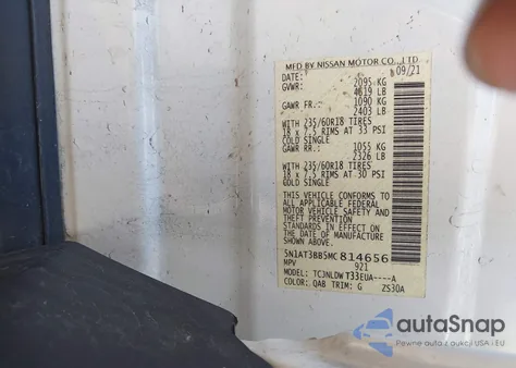 2021 Nissan Rogue Sv Intelligent Awd из США, поврежденный, VIN 5N1AT3BB5MC814656